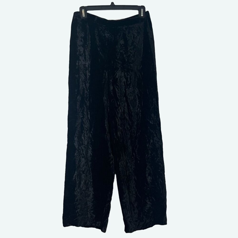 Victoria's Secret Crinkle‎ Velvet Pull On Straight Leg Pant Black Size M